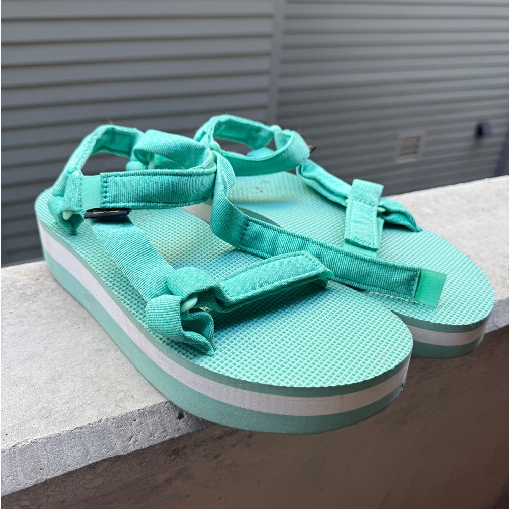 Teva Women’s Teal Platform Sport Sandals - Casual Strap Slides